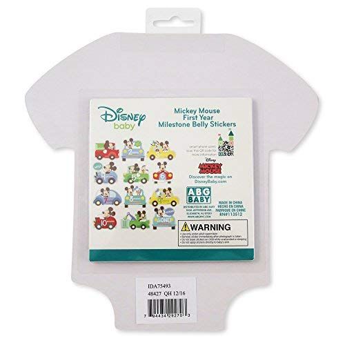디즈니 Disney Baby Boys Mickey Mouse Monthly Milestone Photo Prop Belly Stickers, 12 Sticker Gift Set, 0-12M