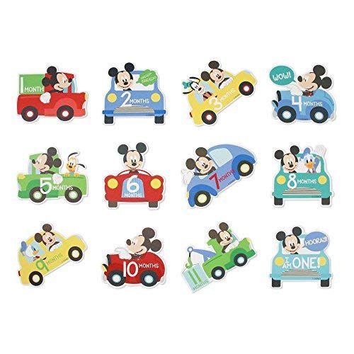 디즈니 Disney Baby Boys Mickey Mouse Monthly Milestone Photo Prop Belly Stickers, 12 Sticker Gift Set, 0-12M