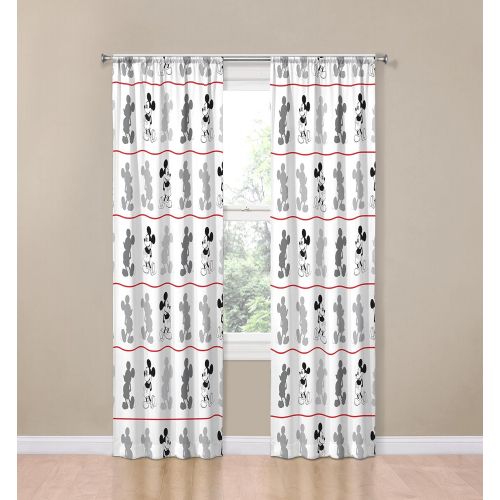 디즈니 Disney Mickey Mouse Jersey White 4 Piece 84 Curtain/Drapes Set (2 Panels, 2 Tiebacks)