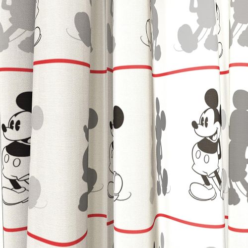 디즈니 Disney Mickey Mouse Jersey White 4 Piece 84 Curtain/Drapes Set (2 Panels, 2 Tiebacks)