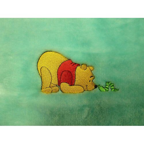 디즈니 Disney Winnie the Pooh Decorative Baby Blanket Throw - Mint w/ Inch Worm