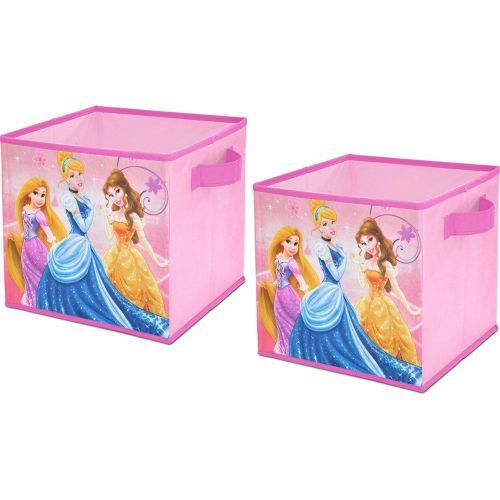 디즈니 Disney Princess Disney Storage Cube Pink Bin Storage Organizer 2 Pack Cinderella Collapsible Kids Handles Rapunzel Organize Belle Pop Up Girls Clothes Sturdy Bedroom Decor Books Laundry Toys