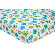 Disney Monsters On The Go Fitted Crib Sheet, Blue/Green/Orange/Yellow