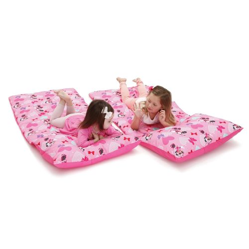 디즈니 Disney Minnie Mouse Padded Toddler Easy Fold Nap Mat With Attached Pillow Case - Pink,Aqua