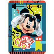 Disneys Mickey Mouse Royal Plush Raschel Throw Blanket, Geeking Out, Twin Size 60x80 inches