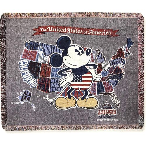 디즈니 Disney Parks Mickey Mouse United States of America American Adventure Tapestry Woven Throw Blanket