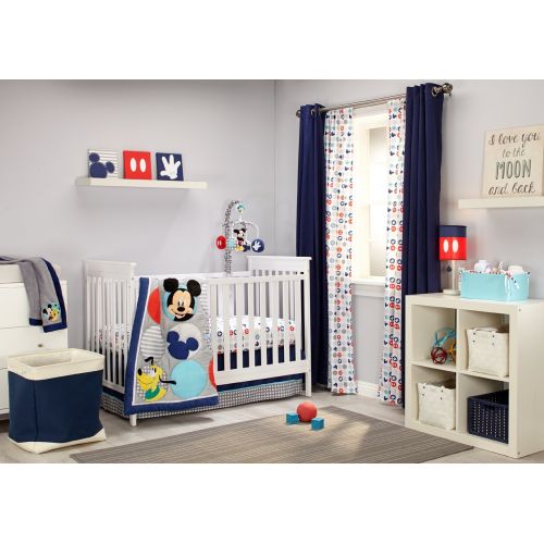 디즈니 Disney Baby Mickey Mouse Best Buddies 4 Piece Nursery Crib Bedding Set, Multi