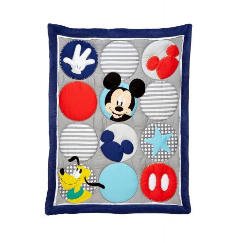 디즈니 Disney Baby Mickey Mouse Best Buddies 4 Piece Nursery Crib Bedding Set, Multi