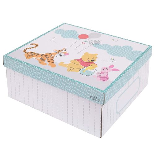 디즈니 Disney Winnie The Pooh First Best Friend 4 Piece Nursery Crib Bedding Set, Aqua/Grey/White/Red