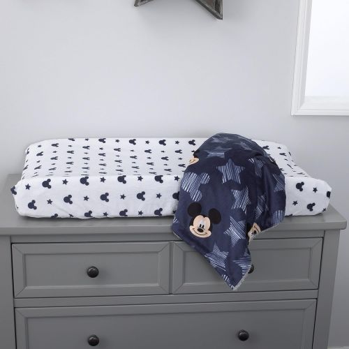 디즈니 Disney Mickey Mouse Hello World Star/Icon Super Soft Double Sided Velour/Sherpa Baby Blanket,...