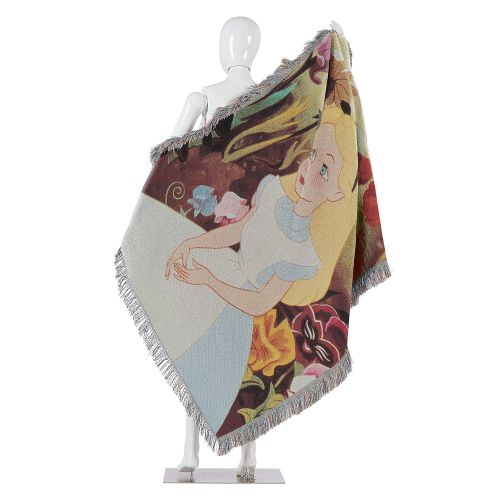 디즈니 Disney Alice in Wonderland, Alice in the Garden Woven Tapestry Throw Blanket, 48 x 60