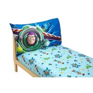 [아마존베스트]Disney Toy Story Power Up 2 Pack Fitted Sheet and Pillowcase Toddler Sheet Set, Blue/Green