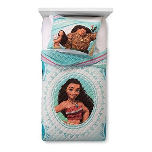 디즈니 [아마존베스트]Disney Pixar Disney Moana Wave Twin/Full Quilt & Sham Set - Super Soft Kids Bedding - Fade Resistant Microfiber (Official Disney Product)