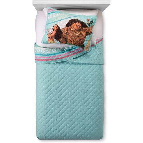 디즈니 [아마존베스트]Disney Pixar Disney Moana Wave Twin/Full Quilt & Sham Set - Super Soft Kids Bedding - Fade Resistant Microfiber (Official Disney Product)