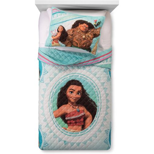 디즈니 [아마존베스트]Disney Pixar Disney Moana Wave Twin/Full Quilt & Sham Set - Super Soft Kids Bedding - Fade Resistant Microfiber (Official Disney Product)