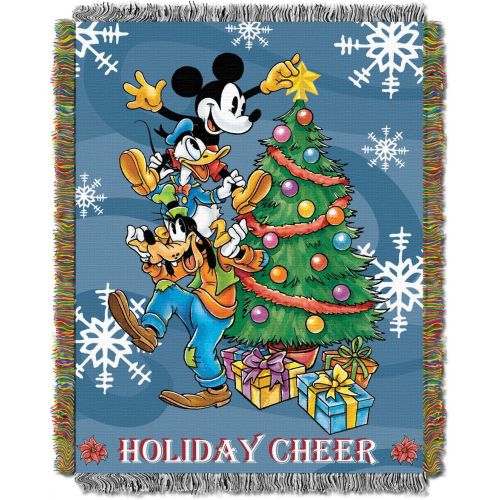 디즈니 [아마존베스트]Disneys Mickey Mouse, Spread Cheer Woven Tapestry Throw Blanket, 48 x 60, Multi Color