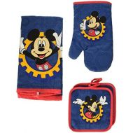 [아마존베스트]Disney Mickey Mouse Blue Gear 4-pc Kitchen Set: Towel, Oven Mitt & 2 Pot Holders