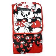 [아마존베스트]Disney Oven Mitt Pot Holder & Dish Towel 3 pc Kitchen Set (Mickey Minnie Red)