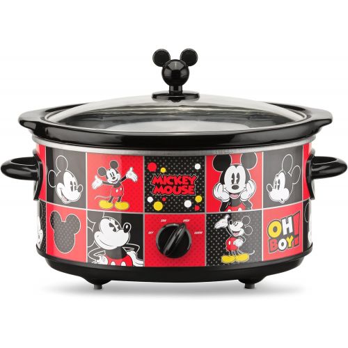 디즈니 [아마존베스트]Disney DCM-502 Mickey Mouse Oval Slow Cooker with 20-Ounce Dipper, 5-Quart, Red/Black