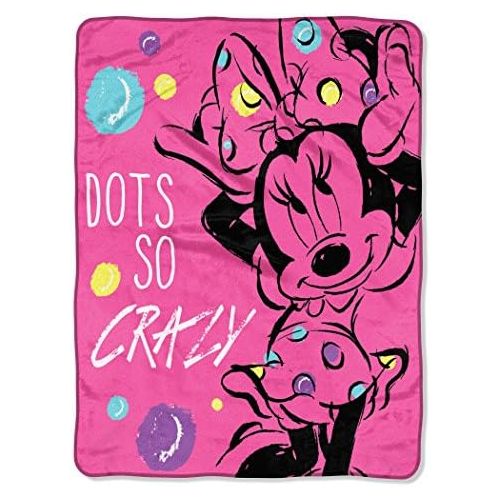 디즈니 [아마존베스트]Disneys Minnie Mouse, Dots So Crazy Micro Raschel Throw Blanket, 46 x 60, Multi Color