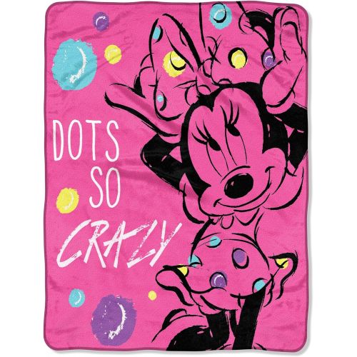 디즈니 [아마존베스트]Disneys Minnie Mouse, Dots So Crazy Micro Raschel Throw Blanket, 46 x 60, Multi Color