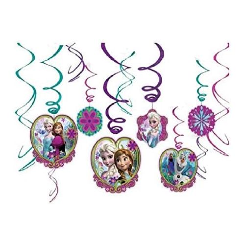 디즈니 [아마존베스트]Diseny Frozen Party Foil Hanging Swirl Decorations / Spiral Ornaments (12 PCS)- Party Supply, Party Decorations