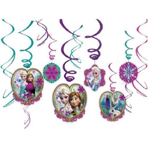 디즈니 [아마존베스트]Diseny Frozen Party Foil Hanging Swirl Decorations / Spiral Ornaments (12 PCS)- Party Supply, Party Decorations