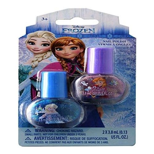 디즈니 [아마존베스트]Disney Frozen 2 Pack of Nail Polish Elsa Anna Blue & Purple Party Favor Birthday Party Fashion Fingernails Toenails Art Style Decor - Cartoon Movie Character Collection for Girls (