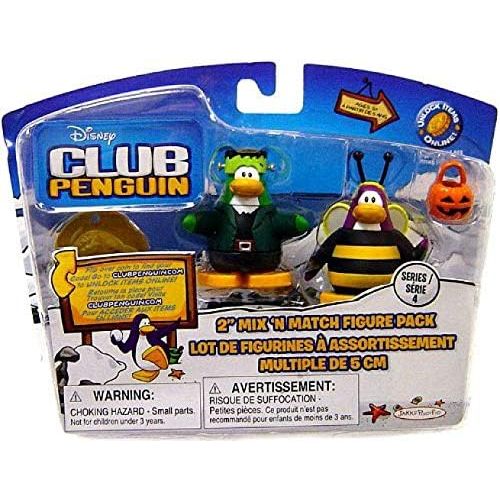 디즈니 [아마존베스트]Disney's Disneys Club Penguin Series 1 Mix N Match 2 Inch Mini Figure 2-Pack Bumble Bee and Frankenpenguin
