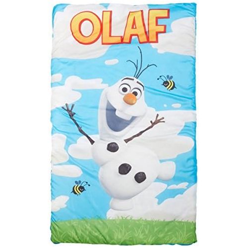 디즈니 [아마존베스트]Disney Frozen Olaf Quilted Slumber Bag, Bonus Backpack with Straps, Light Blue/White