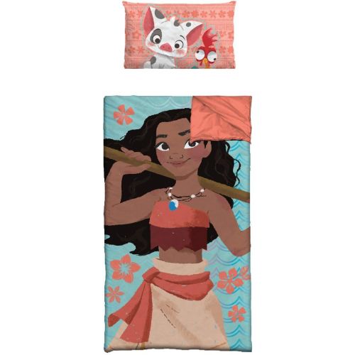 디즈니 [아마존베스트]Disney Moana Slumber Bag with Pillow, Blue (Pack of 1) TK320678T