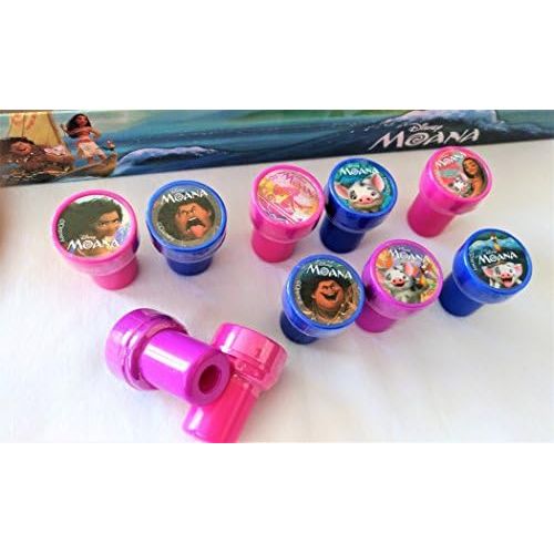 디즈니 [아마존베스트]Itisyours itisyours 10 pcs Disney Moana Self-inking Stamps Stampers Pencil Topper Authentic Disney Licensed