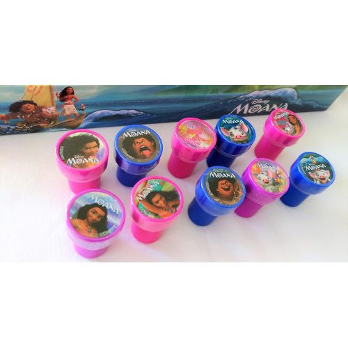 디즈니 [아마존베스트]Itisyours itisyours 10 pcs Disney Moana Self-inking Stamps Stampers Pencil Topper Authentic Disney Licensed