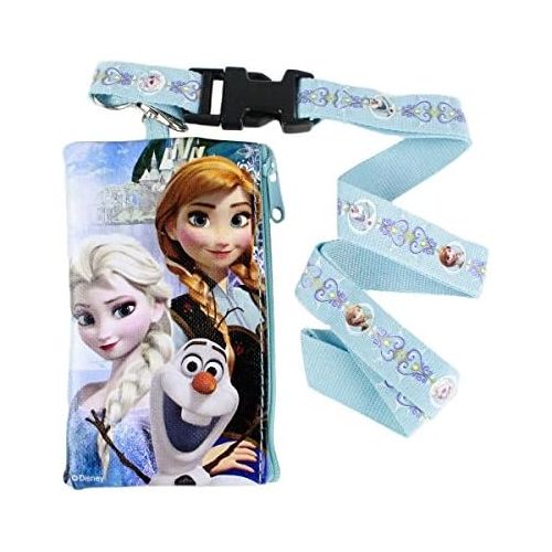 디즈니 [아마존베스트]Disney Frozen Blue Pouch Wallet W/Lanyard-Elsa, Anna & Olaf