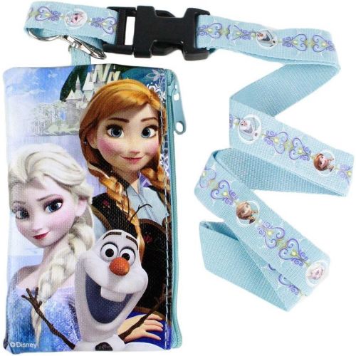 디즈니 [아마존베스트]Disney Frozen Blue Pouch Wallet W/Lanyard-Elsa, Anna & Olaf