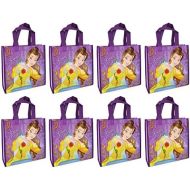 [아마존베스트]Disney 8-Pack Beauty and The Beast Princess Belle Reusable 10 Tote Bags with Glossy Printing, 10.2 x 10.2 x 3.75, Purple