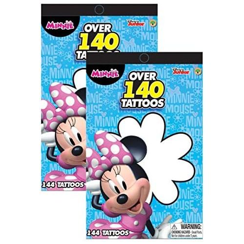 디즈니 [아마존베스트]Disney Junior Minnie Mouse Bowtique Over 140 Temporary Tattoos Booklets - Easy to Apply and Remove, Smudge Proof, Cute Assorted Designs - Party Favors and Handouts (2pc Set)