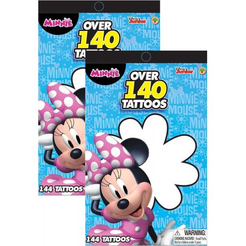 디즈니 [아마존베스트]Disney Junior Minnie Mouse Bowtique Over 140 Temporary Tattoos Booklets - Easy to Apply and Remove, Smudge Proof, Cute Assorted Designs - Party Favors and Handouts (2pc Set)