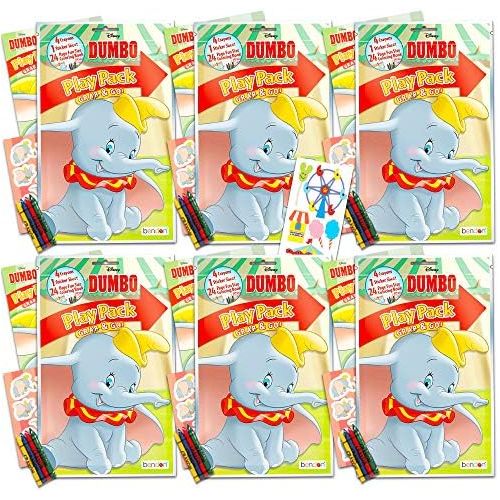 디즈니 [아마존베스트]Disney Dumbo Party Favors Pack ~ Bundle of 6 Dumbo Grab n Go Play Packs Filled with Stickers, Coloring Books, Crayons with Bonus Puffy Stickers (Dumbo Party Supplies)