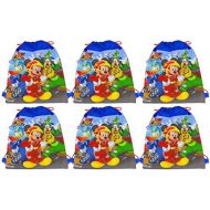 [아마존베스트][6-Pack] Disney Mickey Mouse and the Roadster Racers 14-inch Sling Bags Drawstring Cinch Sack Totes
