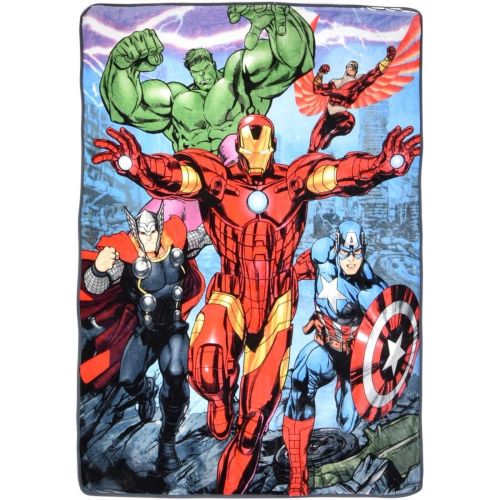 디즈니 [아마존베스트]Disney Avengers Initiative Iron Man, Thor, Hulk, and Captain American Super Soft Plush Oversized Twin Throw Blanket