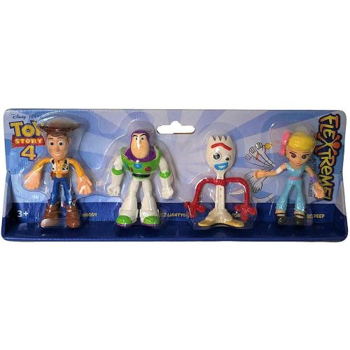 디즈니 [아마존베스트]Disney Toy Story 4 Flextreme Bendable Figure Set Woody Buzz Forky Bo Peep