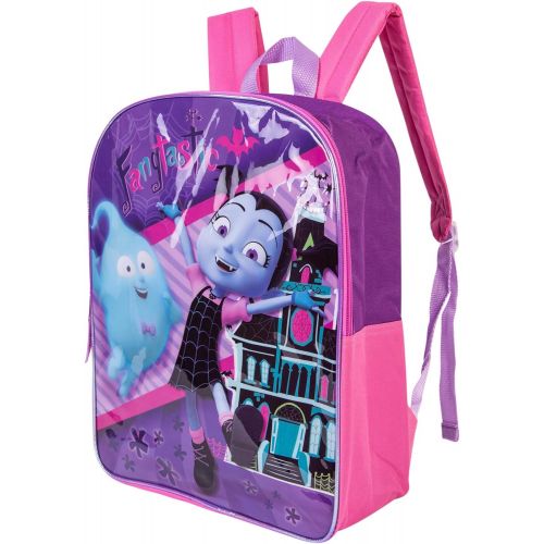 디즈니 [아마존베스트]Disney Vampirina Backpack Combo Set - Disney Vampirina Girls 3 Piece Backpack Set - Backpack, Waterbottle & Carabina (Pink/Purple)