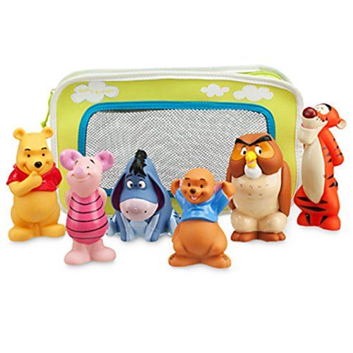디즈니 [아마존베스트]Disney Winnie the Pooh and Pals Bath Toy Set in Zipped Bag - Winnie the Pooh, Tigger, Eeyore, Piglet, Owl, and Roo
