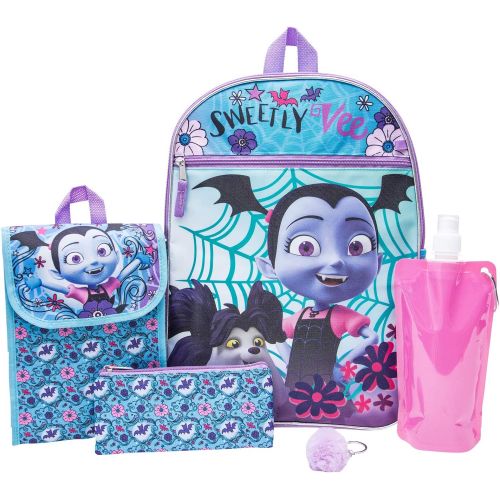 디즈니 [아마존베스트]Disney Vampirina Backpack Combo Set - Disney Vampirina Girls 6 Piece Backpack Set - Backpack & Lunch Kit Combo (Light Pink)