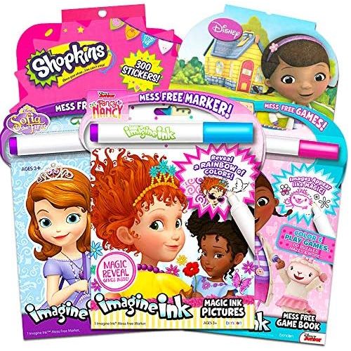 디즈니 [아마존베스트]Fancy Nancy Magic Ink Coloring Book Set -- 3 Disney Junior Imagine Ink Books for Kids Toddlers Featuring Fancy Nancy, Sofia The First, Doc McStuffins with Invisible Ink Pens and 60