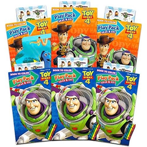 디즈니 [아마존베스트]Disney Pixar Toy Story 4 Party Favors Pack ~ Bundle of 6 Toy Story Play Packs Filled with Stickers, Coloring Books, Crayons with Bonus Finding Dory Stickers (Toy Story Party Suppli