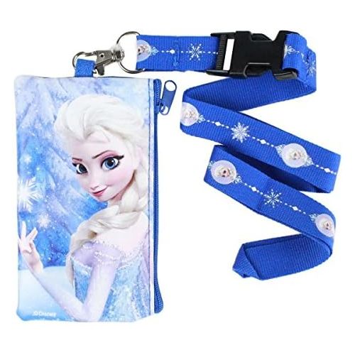 디즈니 [아마존베스트]Disney Frozen Royal Blue Pouch Wallet W/Lanyard-Elsa