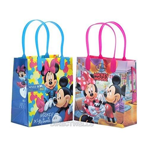 디즈니 [아마존베스트]Disney Mickey and Minnie Mouse Reusable Premium Party Favor Goodie Small Gift Bags 12 (12 Bags)