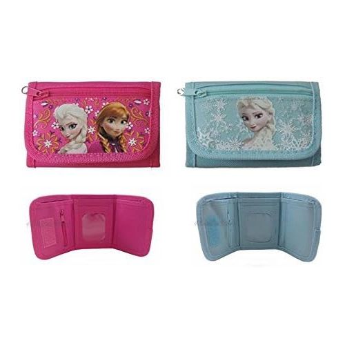 디즈니 [아마존베스트]Disney Frozen Trifold Wallet x 2 (1 Blue 1 Pink)